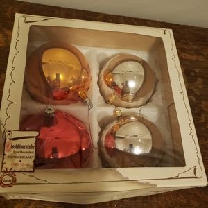 VTG Extra Large Glass Handblown West Germany 1983 Christmas Ornaments
